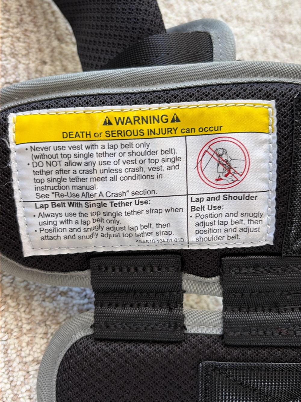 RideSafer Delight Travel Vest – Size XS – Excellent Condition - Black - Picture 7 of 10